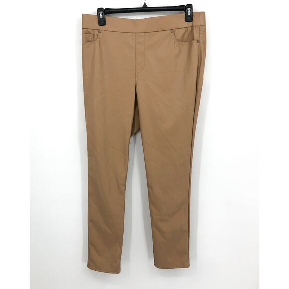 GLORIA VANDERBILT Avery Faux Leather Leggings 12 Tan Skinny Slim Pull on NWT - Picture 4 of 13